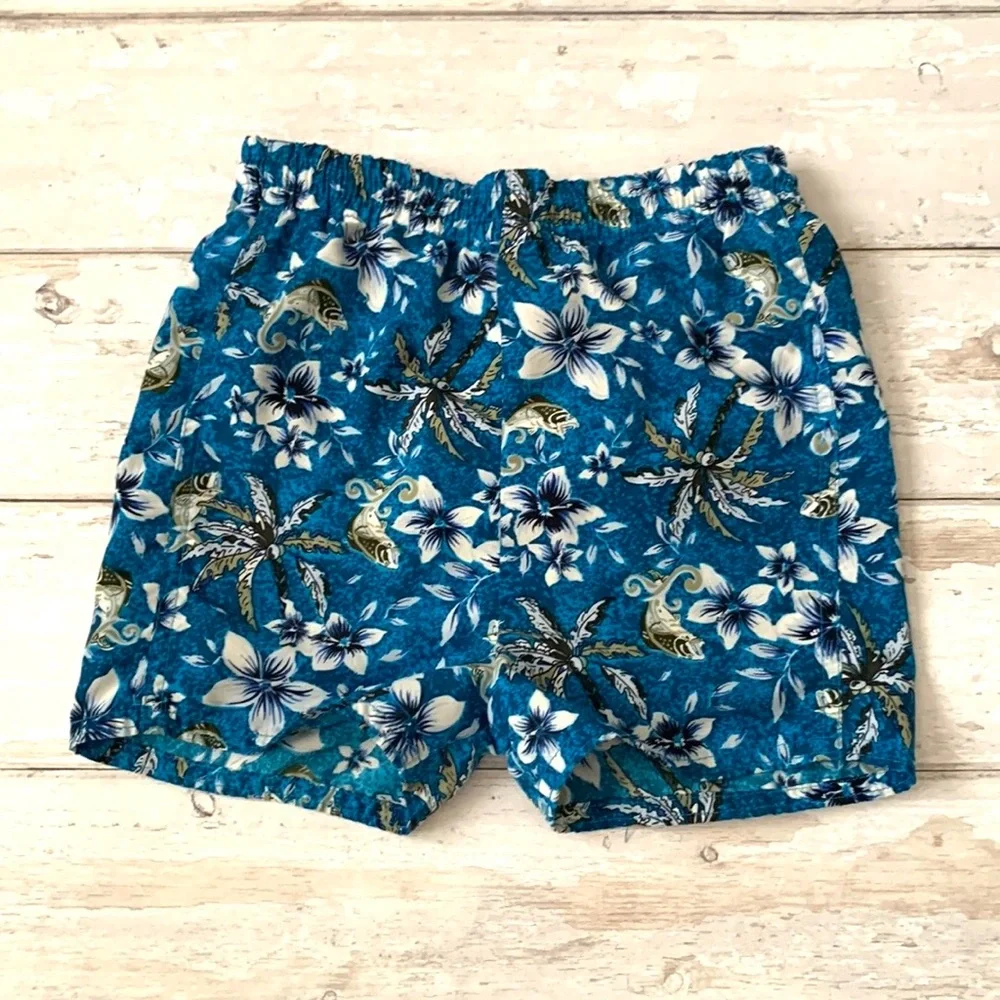 Boys 24m Swimsuit Swim Trunks Blue Floral Fish Palm Trees Children’s Place Brand